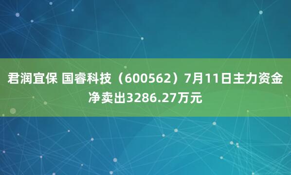 君润宜保 国睿科技（600562）7月11日主力资金净卖出3286.27万元