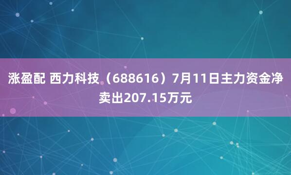 涨盈配 西力科技（688616）7月11日主力资金净卖出207.15万元
