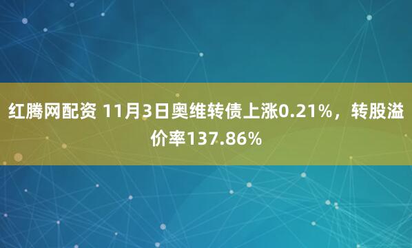 红腾网配资 11月3日奥维转债上涨0.21%，转股溢价率137.86%