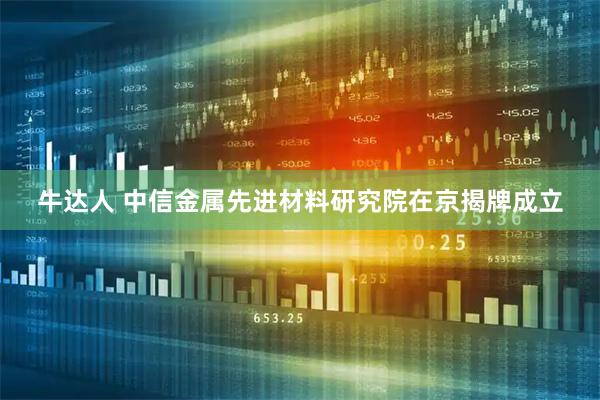 牛达人 中信金属先进材料研究院在京揭牌成立
